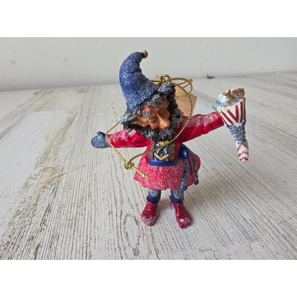 Drolleries d henderson‎ elf stocking glitter ornament demdaco 2003 Xmas tree